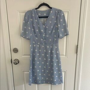Blue Puff Sleeve Mini Sundress